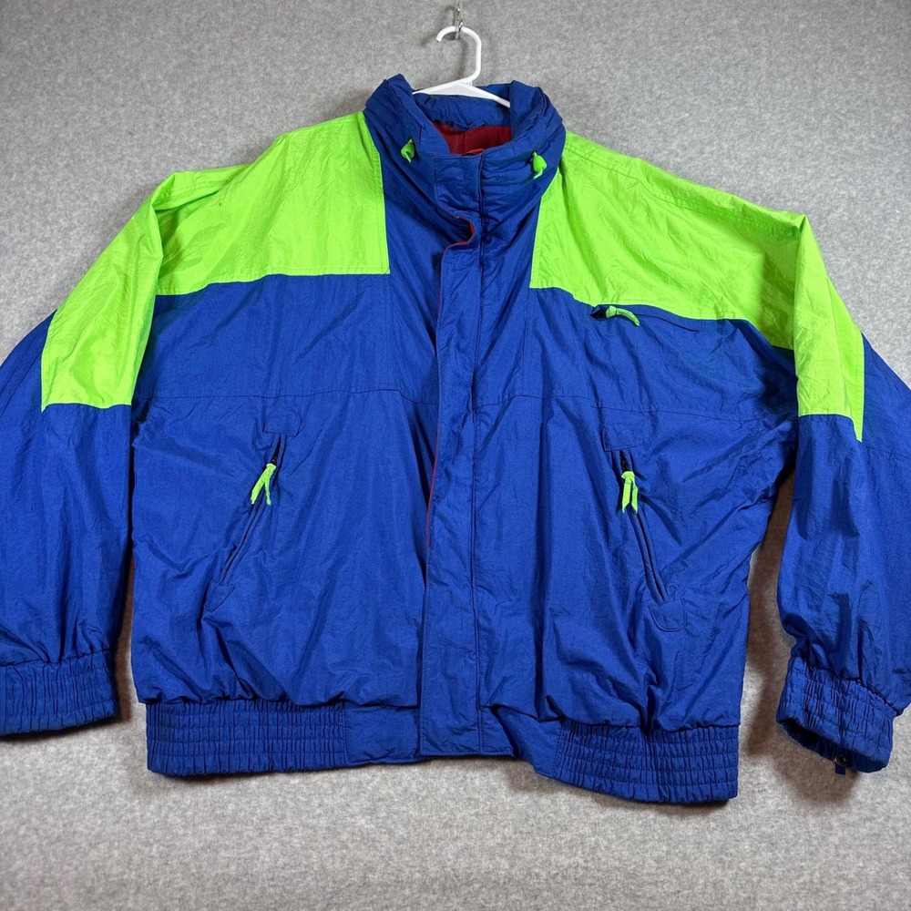 Vintage Members Only Jacket Mens XL Blue Green All Points Colorblock Windbreaker